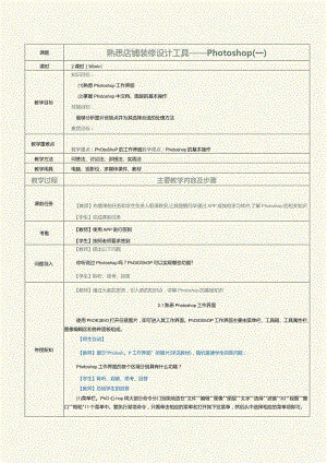 《网店美工与店铺装修》教案第2课熟悉店铺装修设计工具——Photoshop（一）.docx