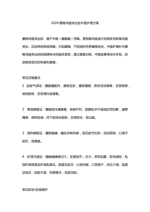 2024腰椎间盘突出症中医护理方案.docx