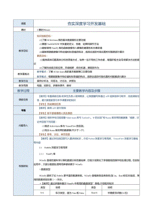 《深度学习基础及应用》教案第2课夯实深度学习开发基础.docx