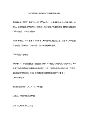 2023年慢性肾脏病治疗进展和指南总结.docx