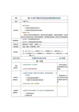 《电子商务运营实务》教案第16课了解京东网店运营的基本知识.docx