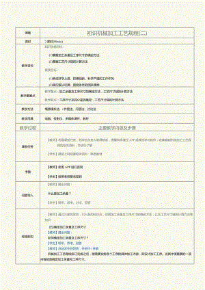 《机械制造工艺》教案第3课初识机械加工工艺规程（三）.docx