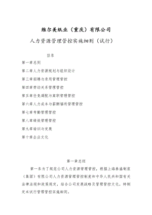 XX纸业企业人力资源管理实施细则.docx