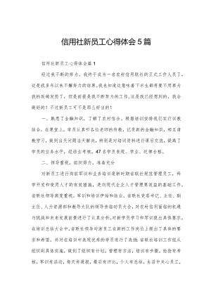 信用社新员工心得体会5篇.docx