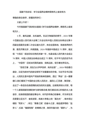 学习全国两会精神乘势而上奋发有为发言稿国旗下的讲话.docx