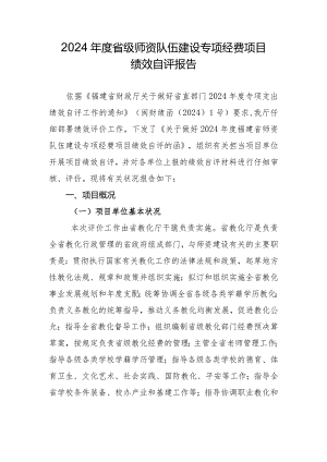 2024级师资队伍建设专项经费项目绩效自评报告.docx