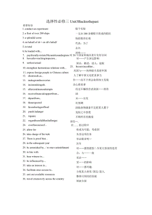 译林版（2020）选择性必修第三册Unit3BacktothepastReading知识清单素材.docx