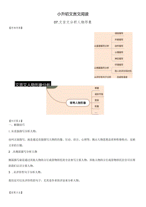 小升初文言文阅读-08文言文的人物形象分析.docx