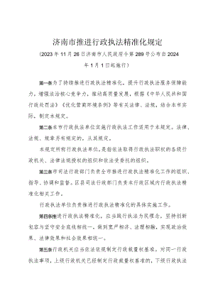 《济南市推进行政执法精准化规定》（2023年11月26日济南市人民政府令第289号公布）.docx