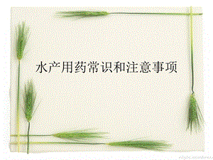 水产用药常识及注意事项.ppt