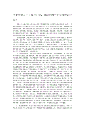 民主党派人士（领导）学习贯彻党的二十大精神研讨发言.docx