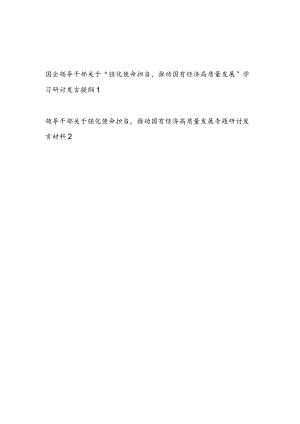 2024年国企领导干部关于“强化使命担当推动国有经济高质量发展”学习研讨发言提纲材料2篇.docx