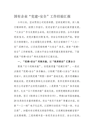 国有企业“党建+安全”工作经验汇报.docx