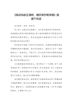 《梨花风起正清明缅怀英烈寄深情》等清明节系列国旗下讲话范文十三篇.docx