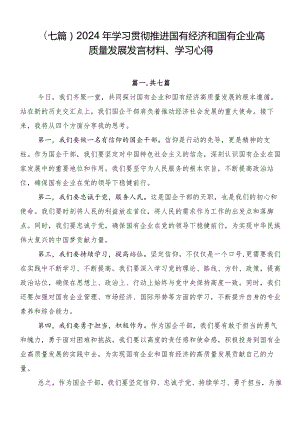 （七篇）2024年学习贯彻推进国有经济和国有企业高质量发展发言材料、学习心得.docx