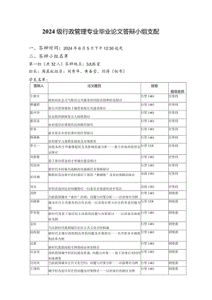 2024届行政管理专业毕业论文答辩小组安排.docx