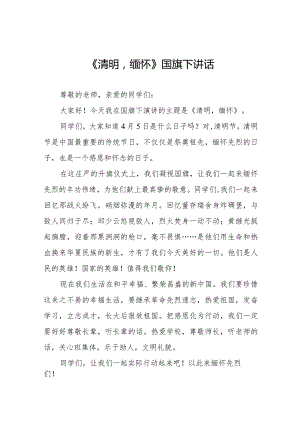 《清明缅怀》等清明节国旗下讲话系列范文八篇.docx