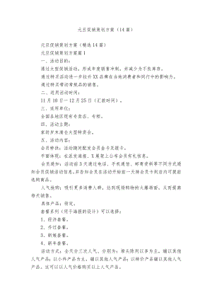 元旦促销策划方案（14篇）.docx