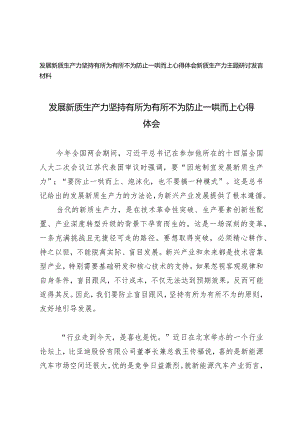 （2篇）2024年发展新质生产力坚持有所为有所不为心得体会新质生产力主题研讨发言材料.docx
