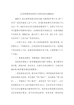 应急管理局党委班子述职述责述廉报告.docx