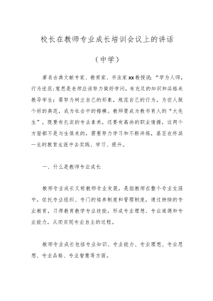 校长在教师专业成长培训会议上的讲话（中学）.docx