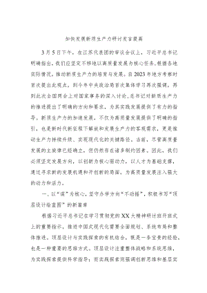 加快发展新质生产力研讨发言提高.docx