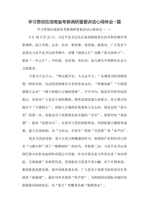 学习贯彻在湖南省考察调研重要讲话心得体会7篇.docx