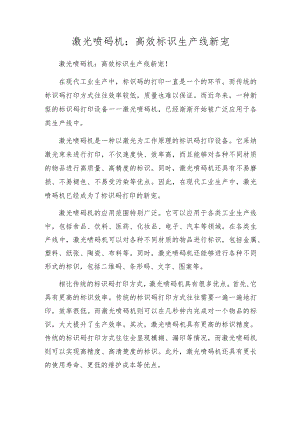 激光喷码机：高效标识生产线新宠.docx