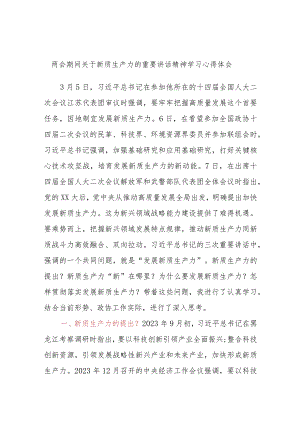 两会期间关于新质生产力的重要讲话精神学习心得体会.docx