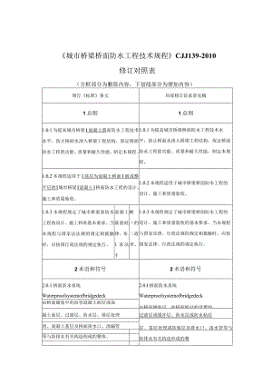 城市桥梁桥面防水工程技术规程修订对照表.docx
