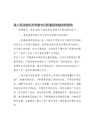 县人民法院机关党委书记抓基层党建述职报告&党课讲稿：做到“五个着力”以新质生产力新作为推动高质量发展.docx