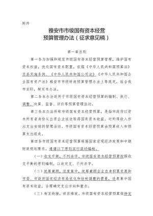 雅安市市级国有资本经营预算管理办法（征求意见稿）.docx