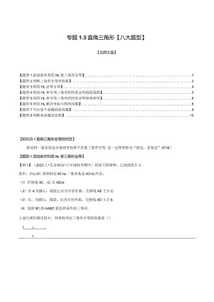 专题1.3直角三角形【八大题型】（举一反三）（北师大版）（原卷版）.docx
