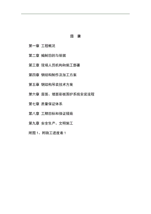 某单层钢结构厂房工程施工组织设计方案.doc
