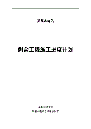 某水电站工程剩余工程施工进度计划说明.doc