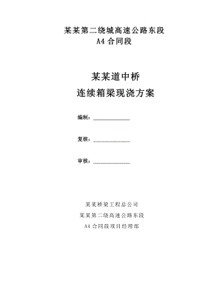 龙马大道中桥连续箱梁满堂支架现浇法施工方案(定稿).doc