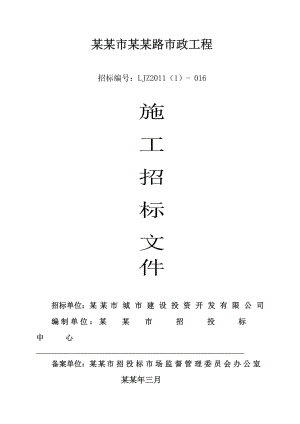 浙江某大水槽路市政工程施工招标.doc