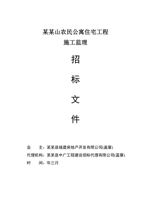 浙江某住宅工程施工监理招标文件.doc