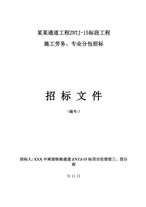中南通道项目施工劳务、专业分包招标文件.doc