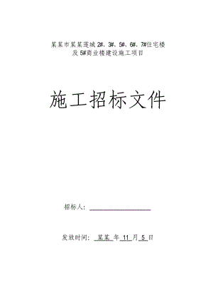 住宅楼商业楼建设施工项目工程分包队伍招标文件.doc