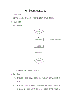 低压动力电缆敷设施工工艺.doc