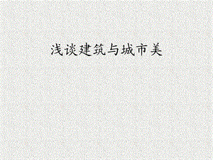 建筑与城市美学专题讲座PPT.ppt