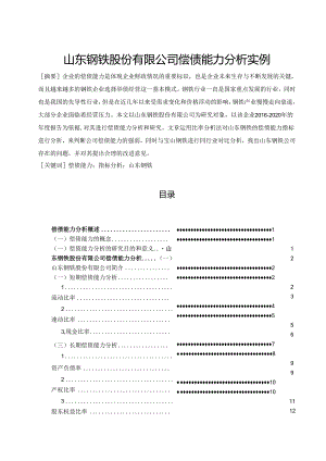 【《山东钢铁股份有限公司偿债能力分析实例》11000字（论文）】.docx