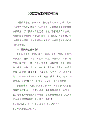 民族宗教工作情况汇报.docx