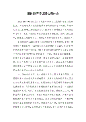 【心得体会】集体经济培训班心得体会.docx
