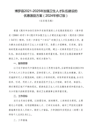 博罗县2021-2025年加强卫生人才队伍建设的优惠激励方案（2024年修订版）.docx