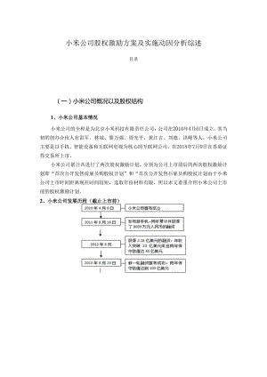 【《小米公司股权激励方案及实施动因分析综述》2600字（论文）】.docx