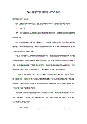 2024年项目预算员年终工作总结.docx
