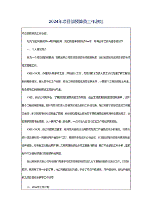 2024年项目部预算员工作总结.docx