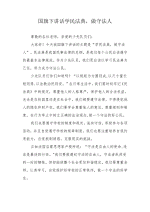 国旗下讲话 学民法典做守法人.docx
